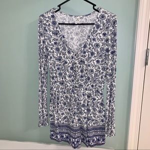 Mudd long sleeve boho floral Romper